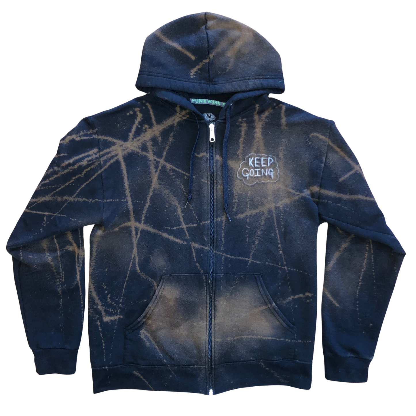 “KEEP GOING” HOODED ZIP-UP JACKET (ONEofONE) MEDIUM!